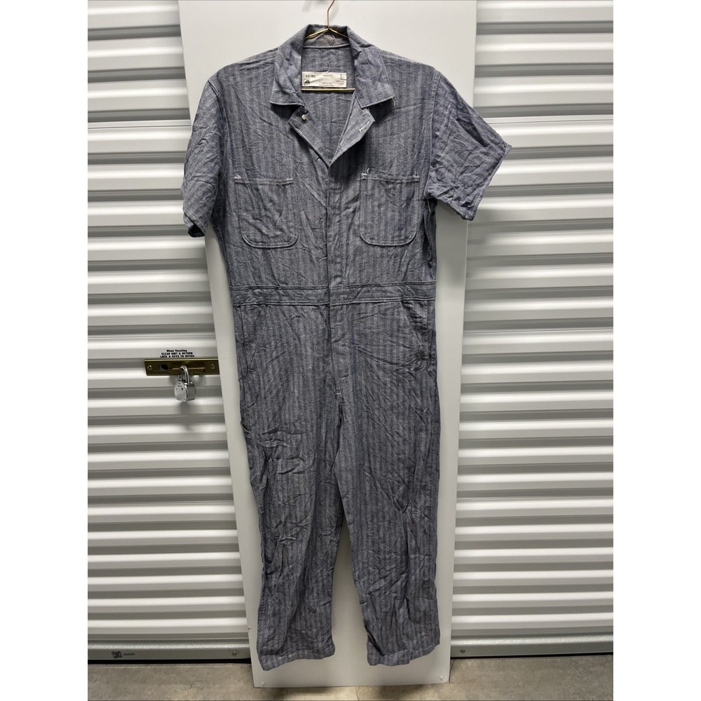 Rare Vintage 70s Red Kap Coveralls Hickory Stripe Denim Railroad‎  Mens 40Reg